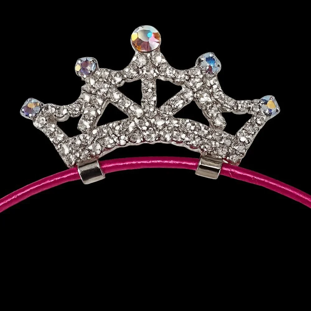 Couture Clips Boutique Pink w/Silver Crown‎ Girls Princess Tiara Headband NEW